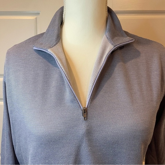 Patagonia Capilene 1/4 Zip Pullover Size Medium Blue and White Striped - Picture 3 of 11